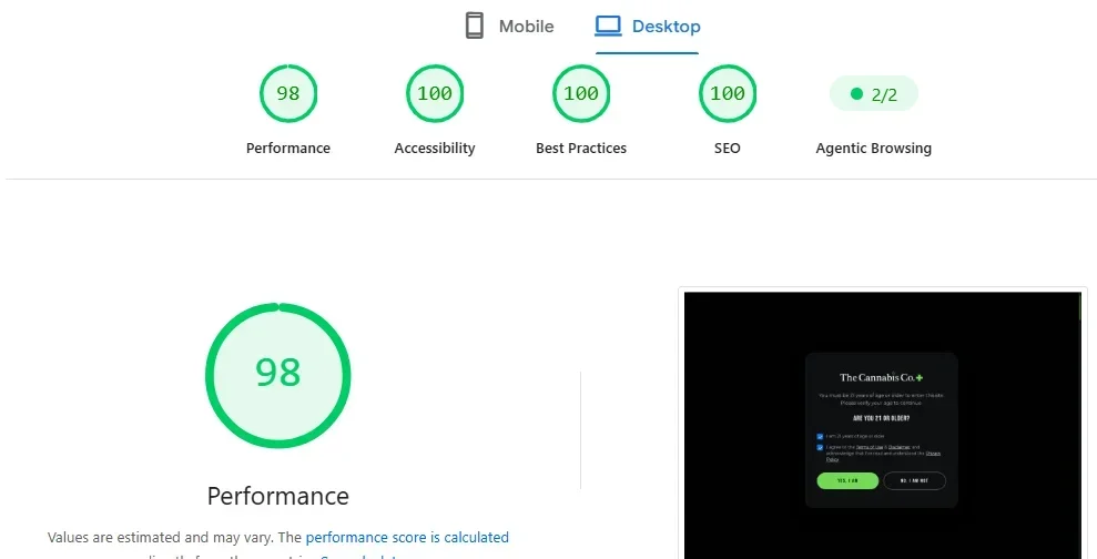 Website speed improvement metrics