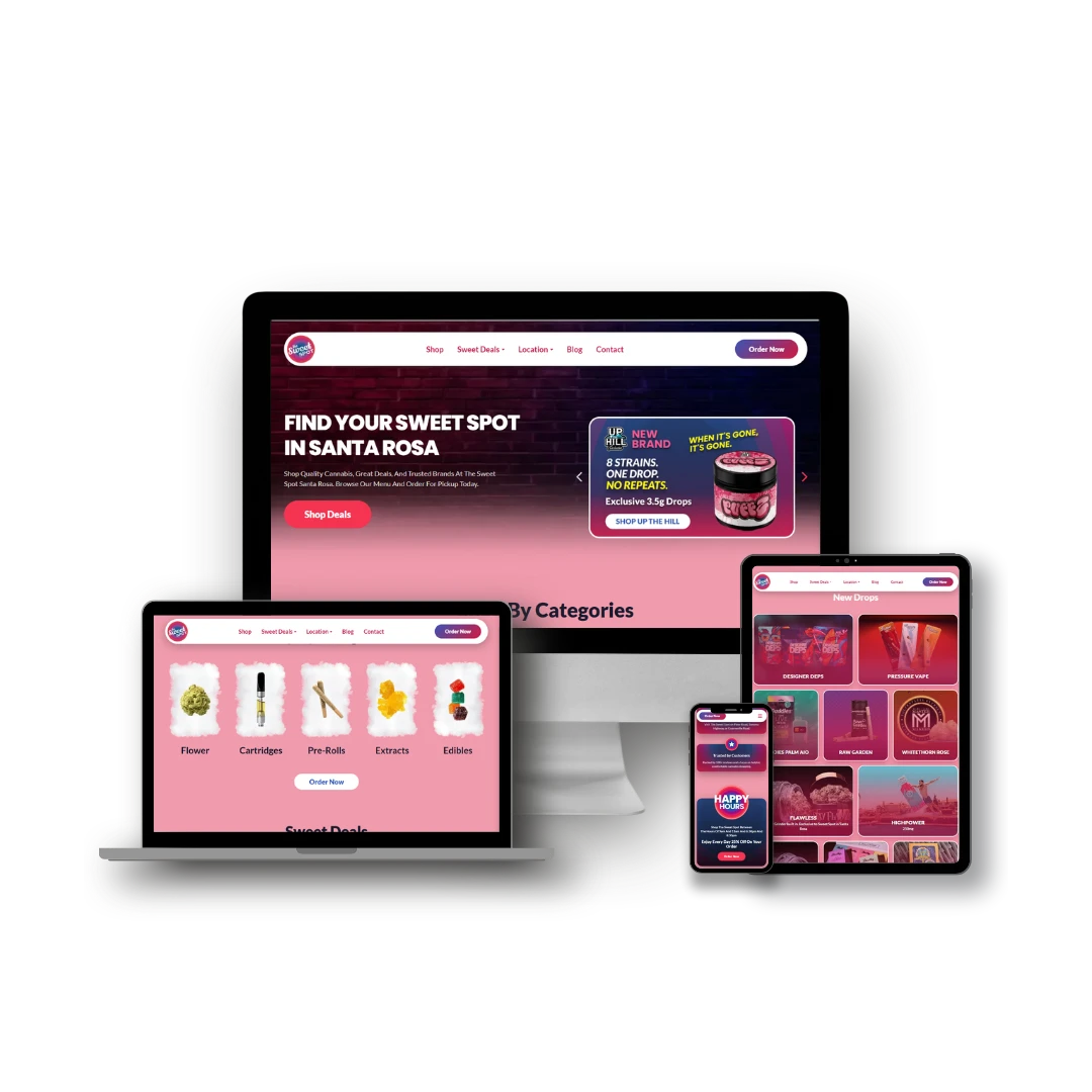 The Sweet Spot website on desktop, laptop, tablet and phone